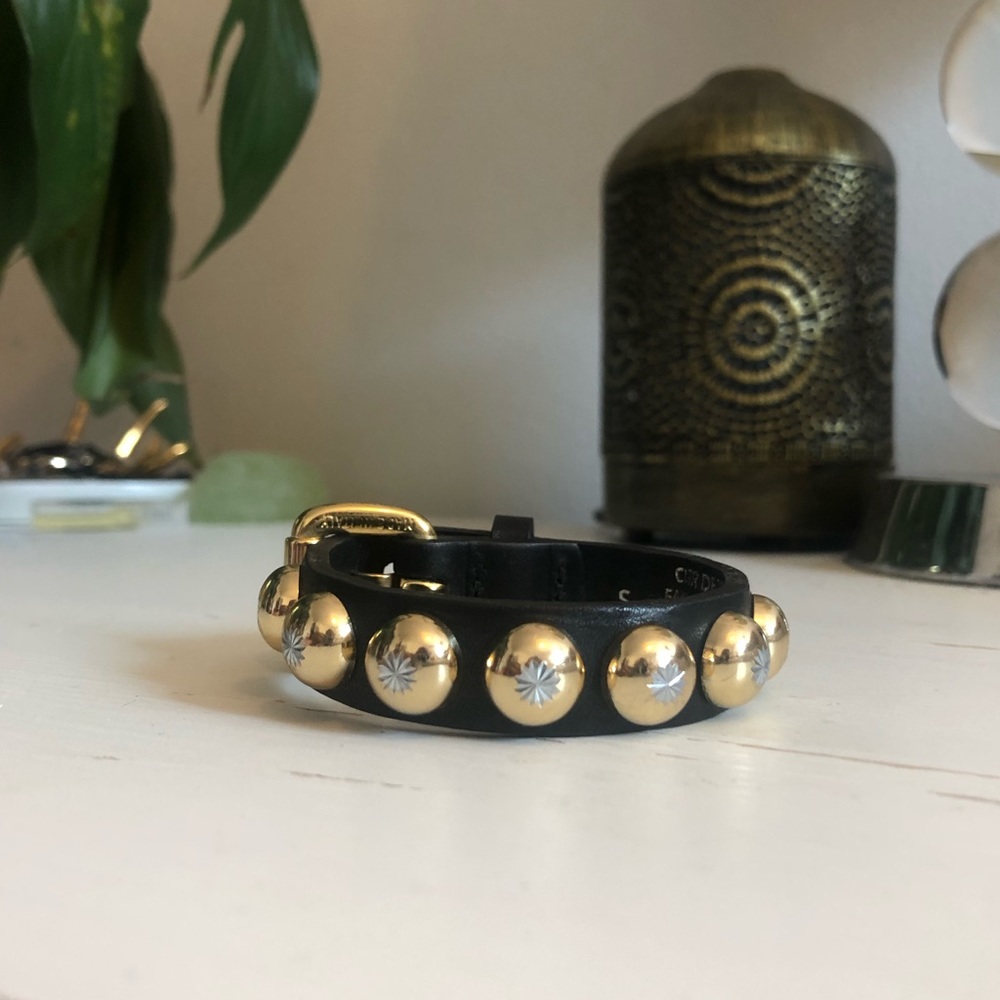 Ronald Pineau Nano Studded Bracelet Black/Gold - S